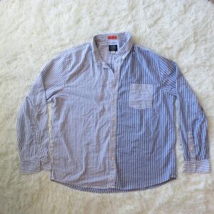 St. John's Bay Light Blue and White Striped Casual Shirt